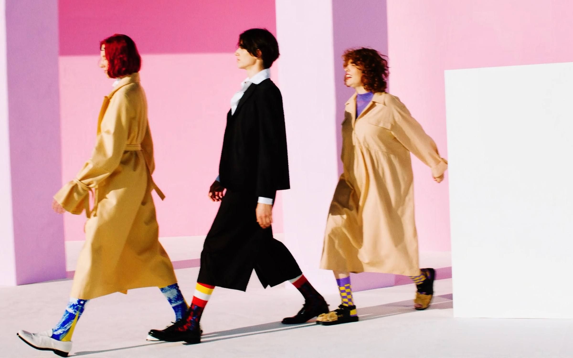 Happy Socks campaign photo, patterned socks styled on set