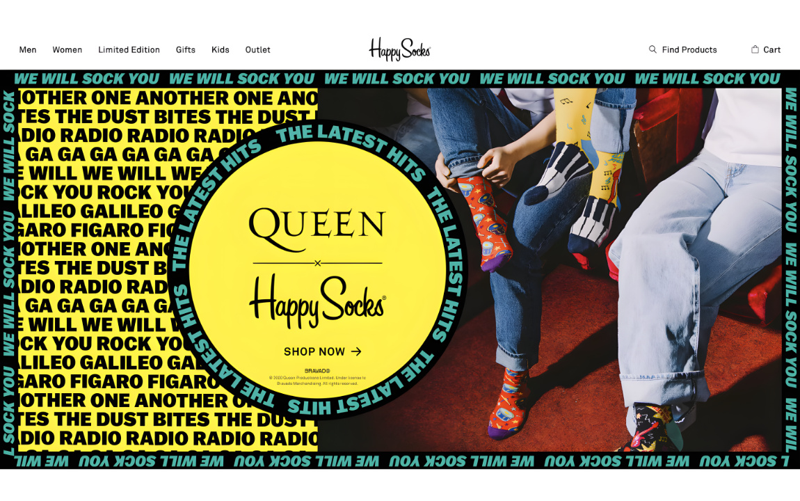Happy Socks website screen — cart and checkout