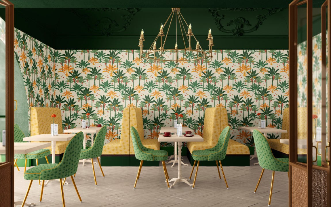 IKU Studio wallpaper mural, room view