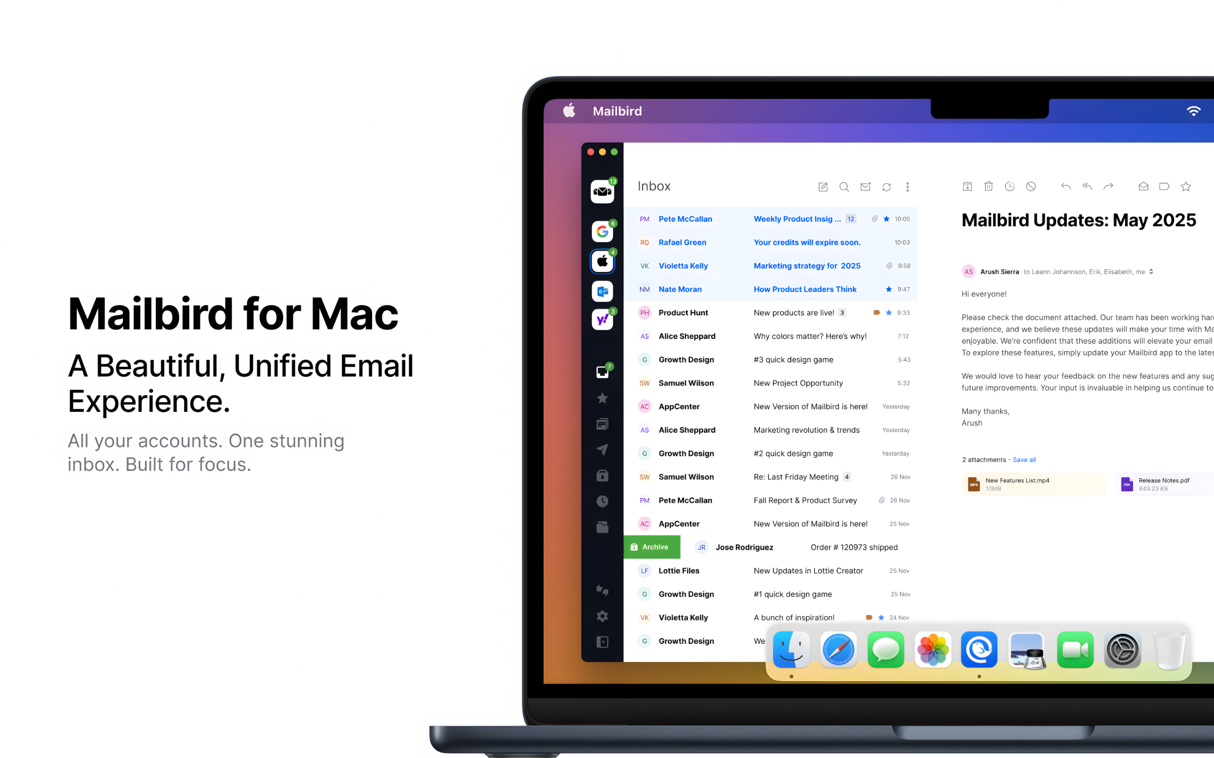 Mailbird for Mac — unified inbox on a MacBook