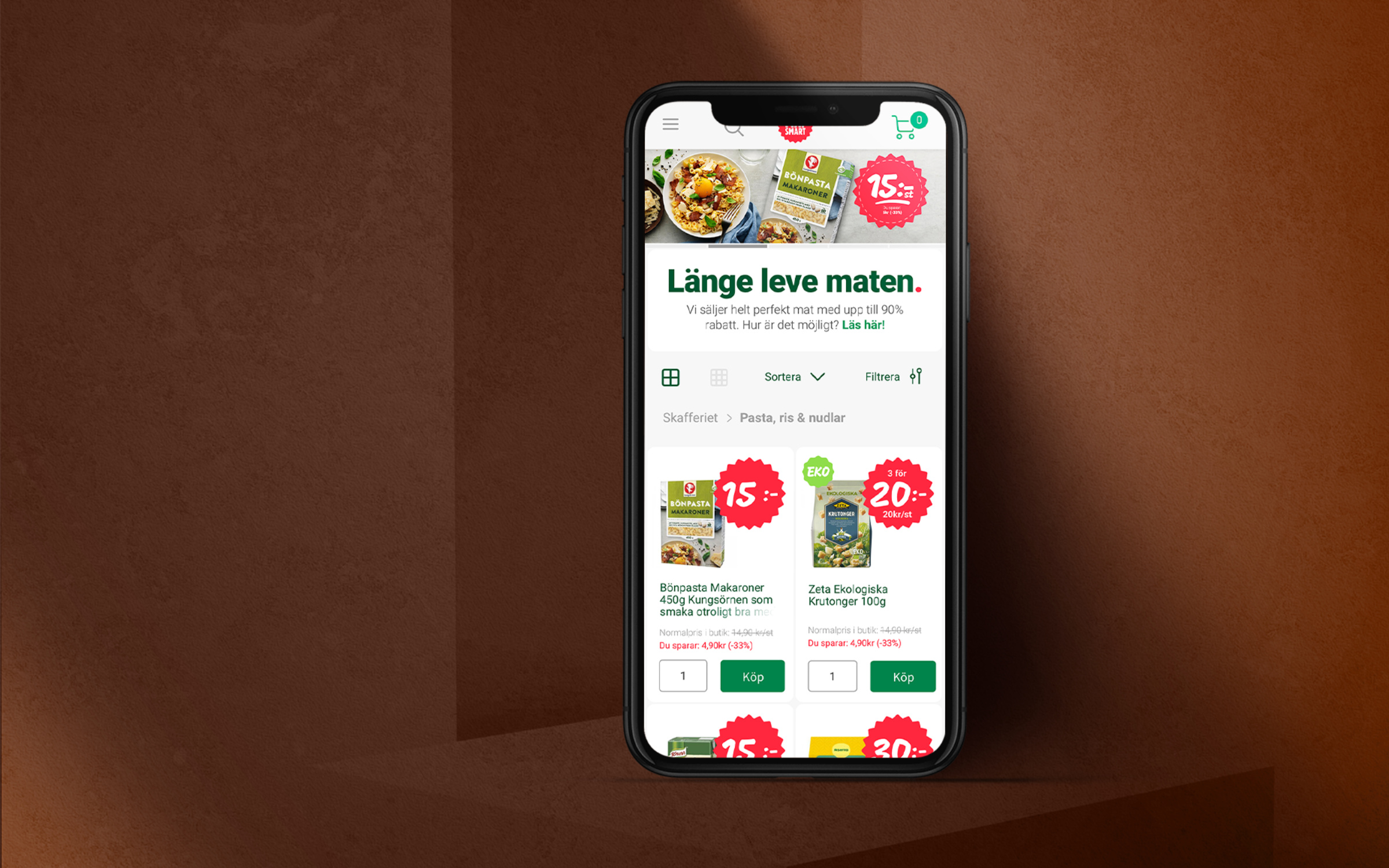 Matsmart mobile marketplace — product listings page