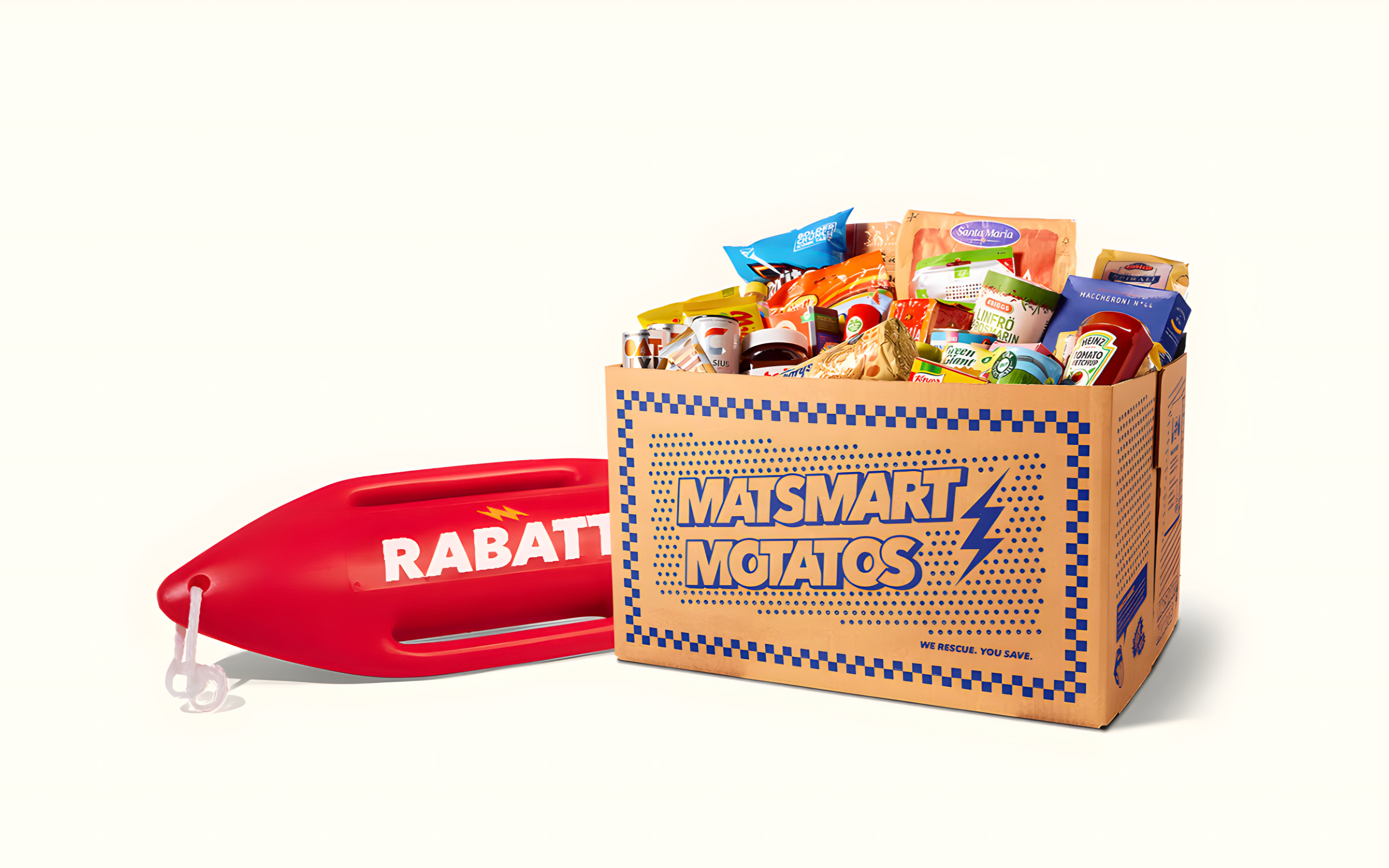 Matsmart-Motatos surplus grocery box, packed with rescued products