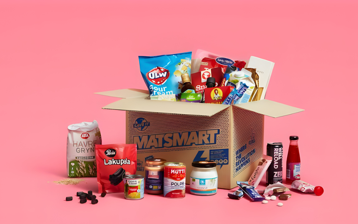 Matsmart unboxing — a delivery box of rescued groceries
