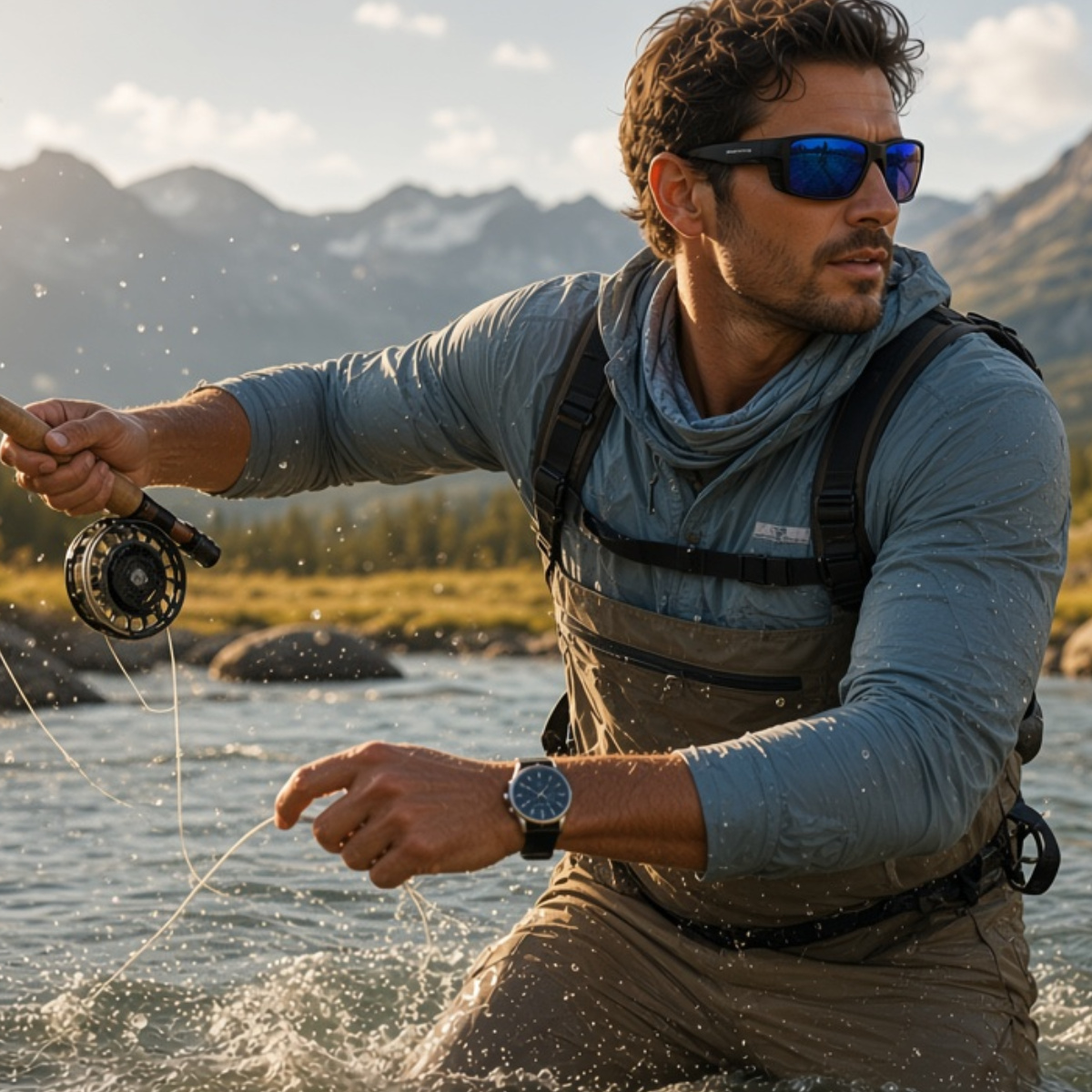 Shady Rays campaign photography — fly fishing lifestyle shot