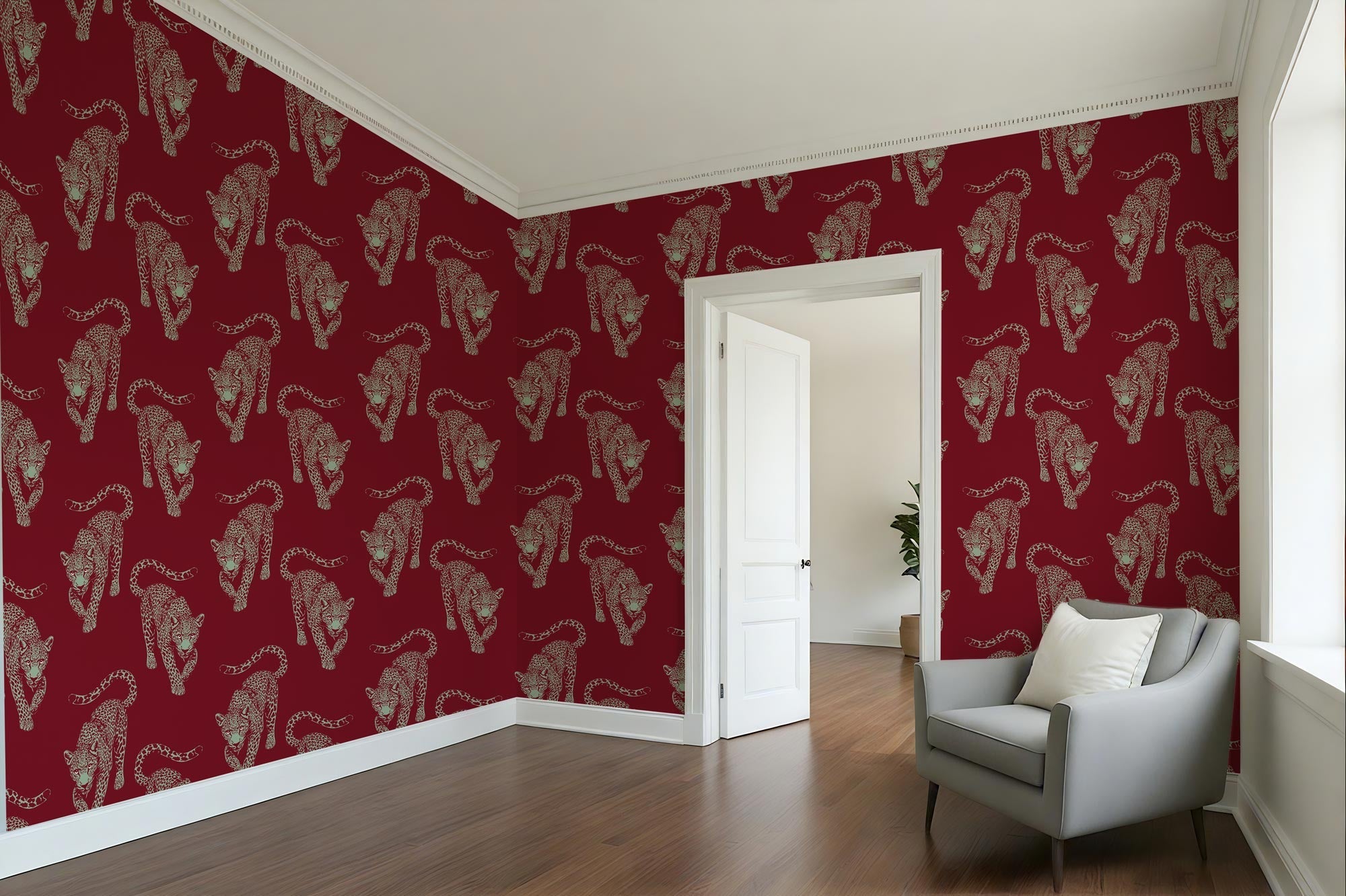 Jungle March — Burgundy & Sage