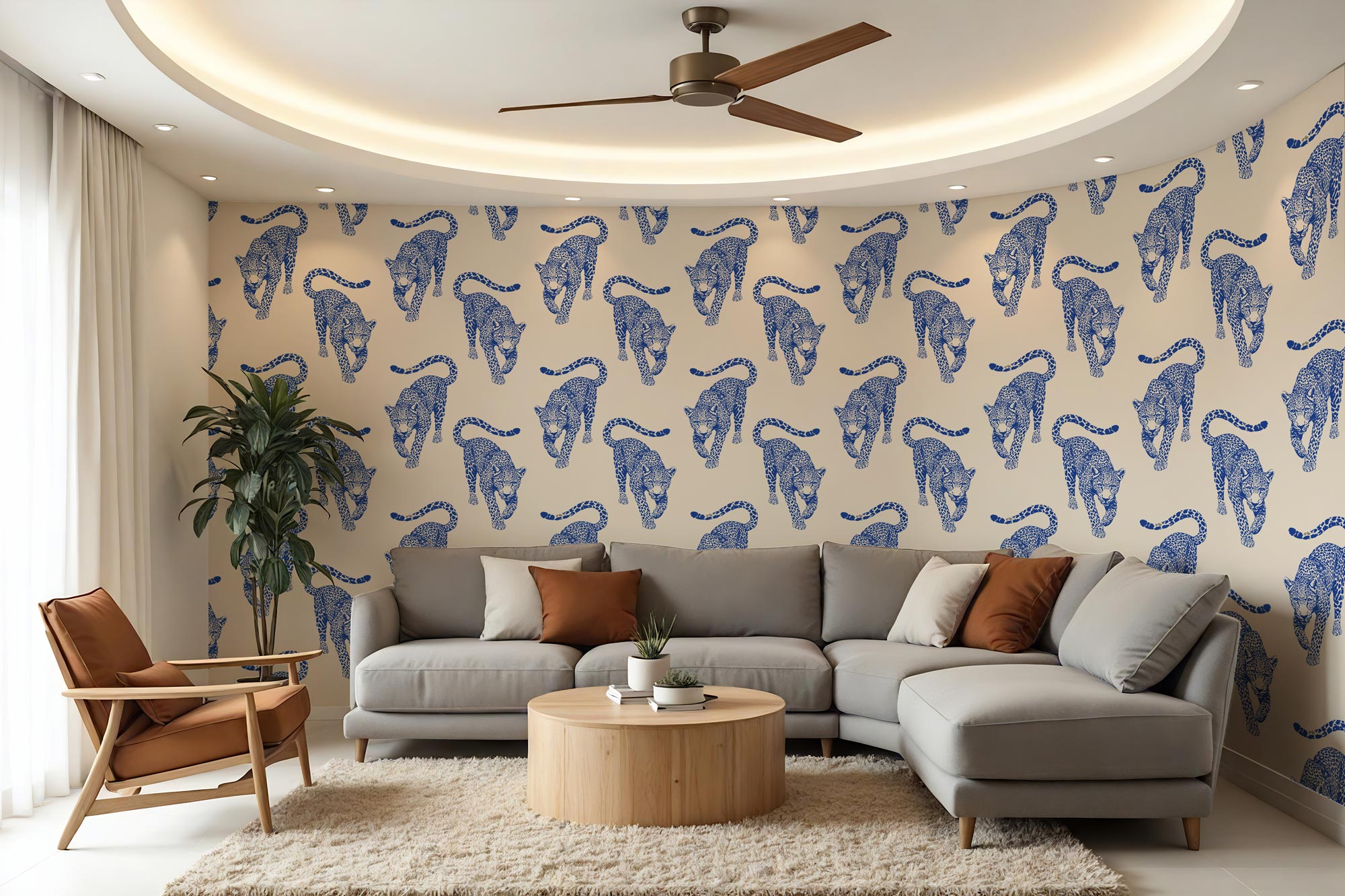 Jungle March — Linen & Midnight Sapphire